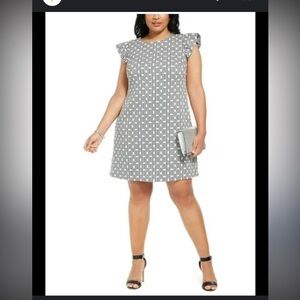 Jessica Howard Black and White Geometric polka dotted Mini Dress womens plus 16W